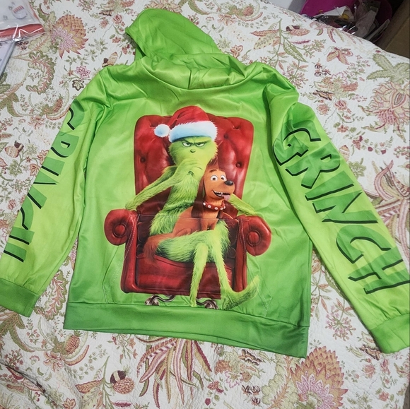Grinch Lime Green Kids Pullover Hoodie - Picture 2 of 12